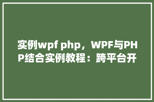 实例wpf php，WPF与PHP结合实例教程：跨平台开发全介绍