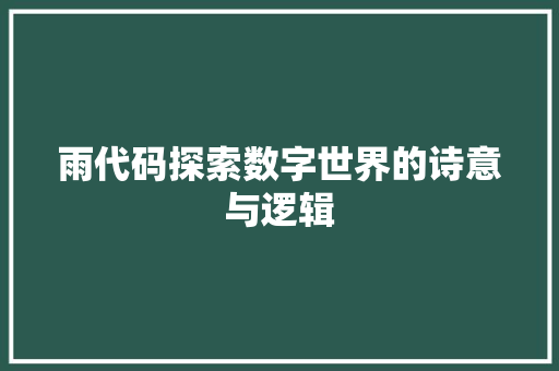 雨代码探索数字世界的诗意与逻辑