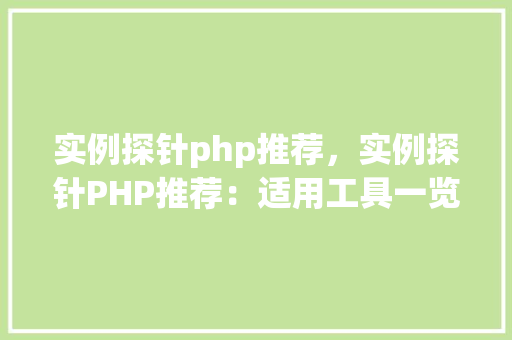 实例探针php推荐，实例探针PHP推荐：适用工具一览表