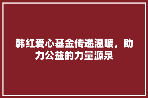韩红爱心基金传递温暖，助力公益的力量源泉