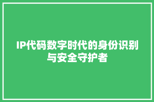 IP代码数字时代的身份识别与安全守护者