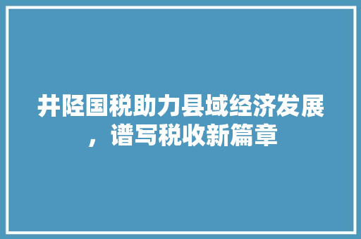 井陉国税助力县域经济发展，谱写税收新篇章