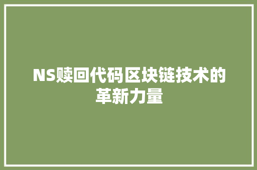 NS赎回代码区块链技术的革新力量