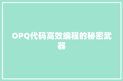 OPQ代码高效编程的秘密武器