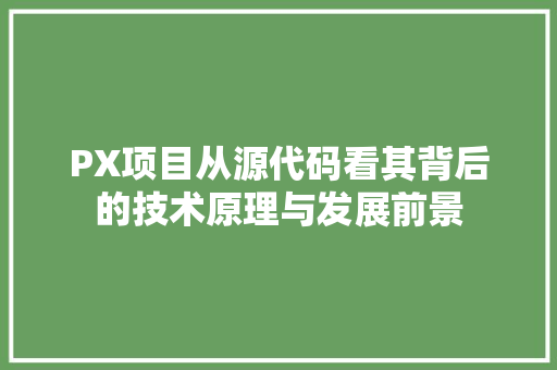 PX项目从源代码看其背后的技术原理与发展前景