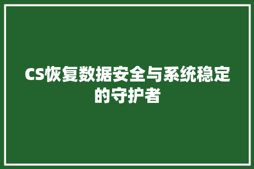 CS恢复数据安全与系统稳定的守护者