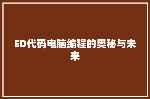 ED代码电脑编程的奥秘与未来