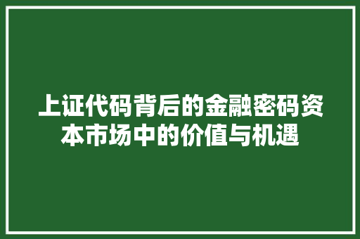 上证代码背后的金融密码资本市场中的价值与机遇