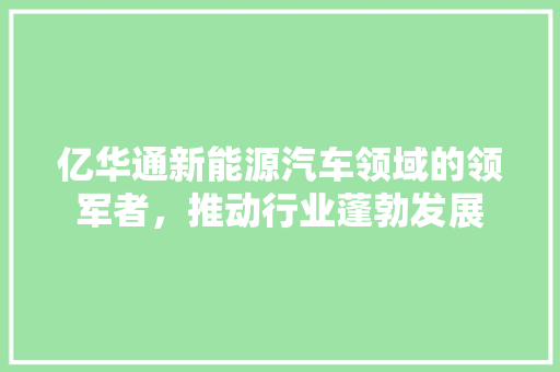亿华通新能源汽车领域的领军者，推动行业蓬勃发展