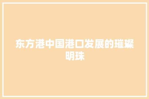 东方港中国港口发展的璀璨明珠