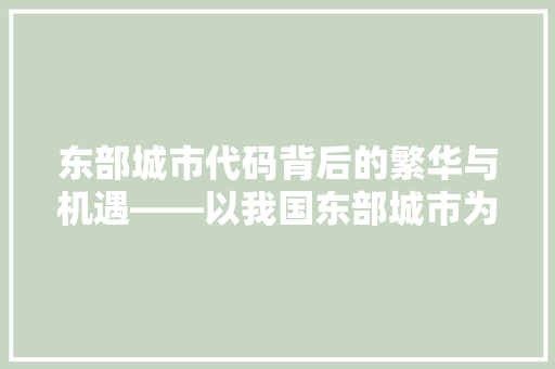 东部城市代码背后的繁华与机遇——以我国东部城市为例