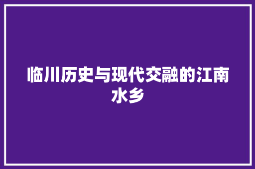 临川历史与现代交融的江南水乡