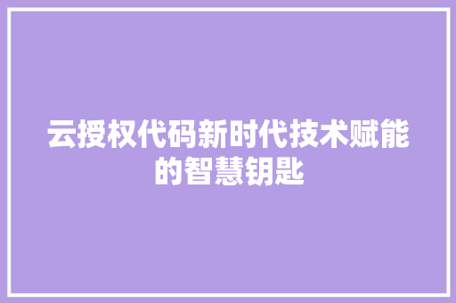 云授权代码新时代技术赋能的智慧钥匙