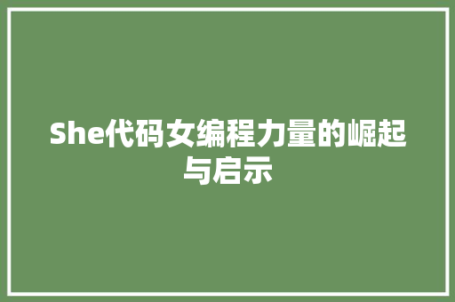 She代码女编程力量的崛起与启示
