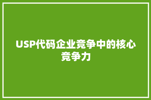 USP代码企业竞争中的核心竞争力