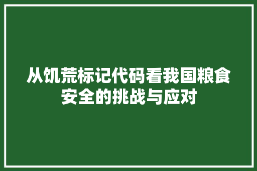 从饥荒标记代码看我国粮食安全的挑战与应对