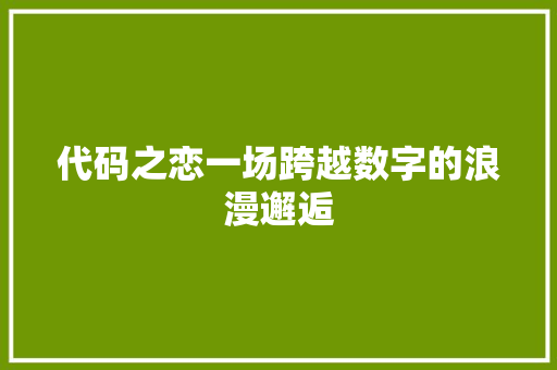 代码之恋一场跨越数字的浪漫邂逅