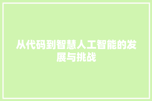 从代码到智慧人工智能的发展与挑战