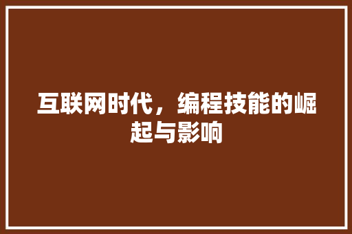 互联网时代，编程技能的崛起与影响