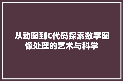 从动图到C代码探索数字图像处理的艺术与科学