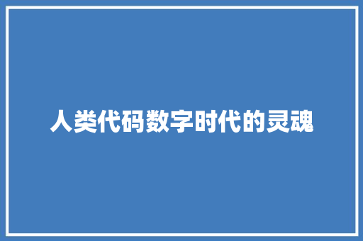 人类代码数字时代的灵魂