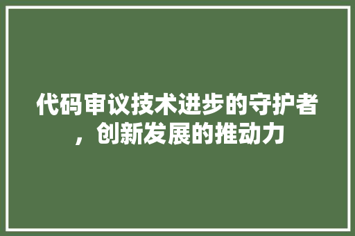 代码审议技术进步的守护者，创新发展的推动力