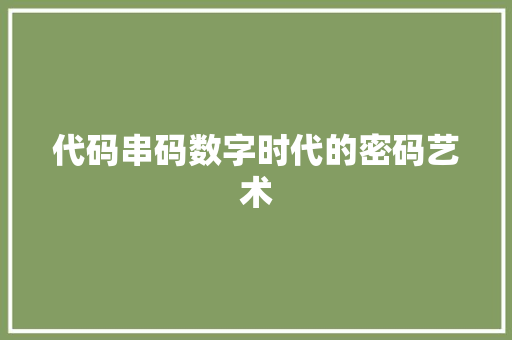 代码串码数字时代的密码艺术