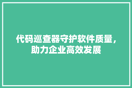 代码巡查器守护软件质量，助力企业高效发展