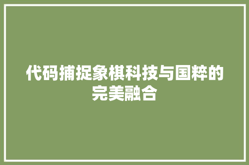 代码捕捉象棋科技与国粹的完美融合
