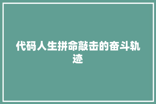 代码人生拼命敲击的奋斗轨迹