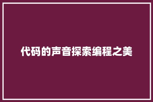 代码的声音探索编程之美