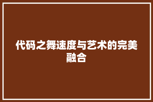 代码之舞速度与艺术的完美融合