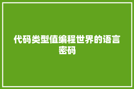 代码类型值编程世界的语言密码