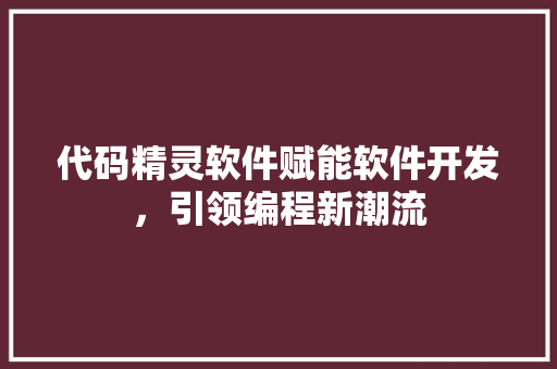 代码精灵软件赋能软件开发，引领编程新潮流