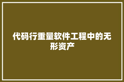 代码行重量软件工程中的无形资产