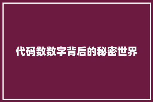 代码数数字背后的秘密世界