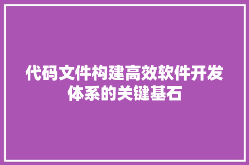 代码文件构建高效软件开发体系的关键基石