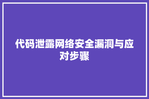 代码泄露网络安全漏洞与应对步骤