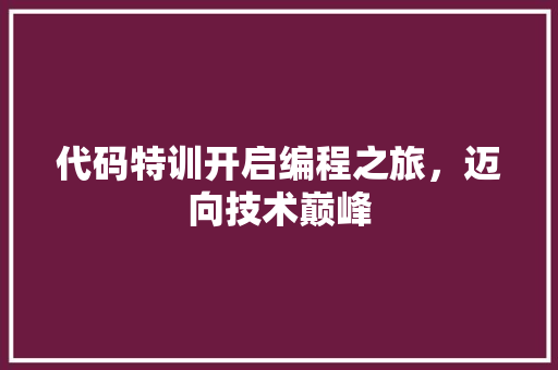 代码特训开启编程之旅，迈向技术巅峰