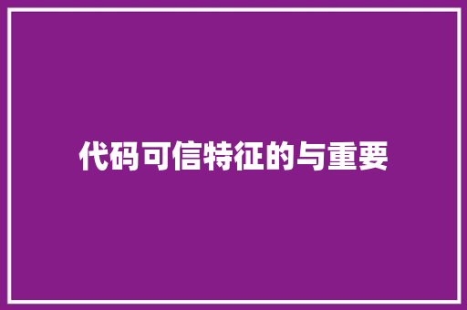 代码可信特征的与重要