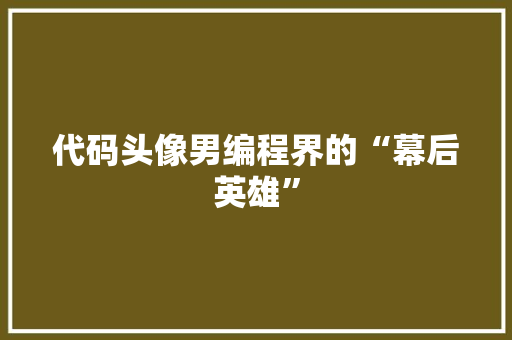 代码头像男编程界的“幕后英雄”