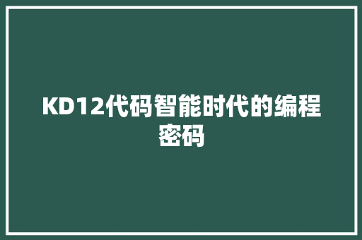 KD12代码智能时代的编程密码