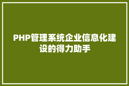 PHP管理系统企业信息化建设的得力助手