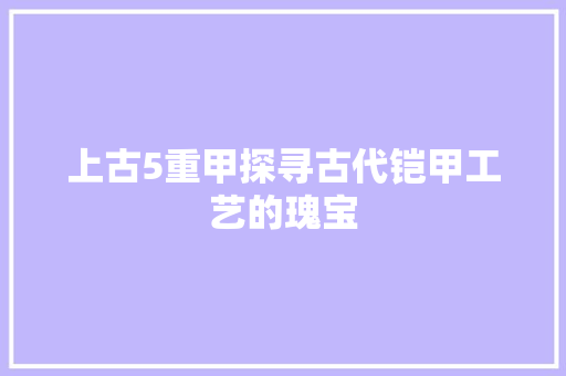 上古5重甲探寻古代铠甲工艺的瑰宝