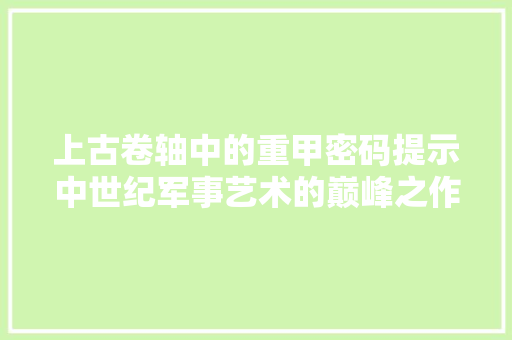上古卷轴中的重甲密码提示中世纪军事艺术的巅峰之作