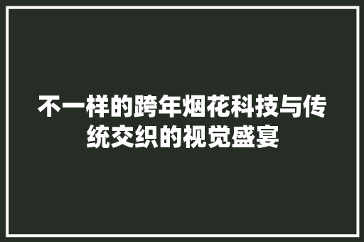 不一样的跨年烟花科技与传统交织的视觉盛宴