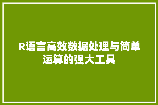 R语言高效数据处理与简单运算的强大工具