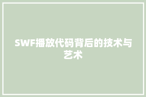 SWF播放代码背后的技术与艺术