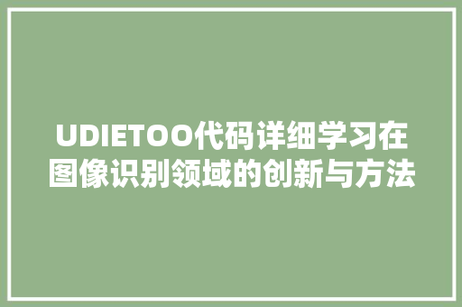UDIETOO代码详细学习在图像识别领域的创新与方法