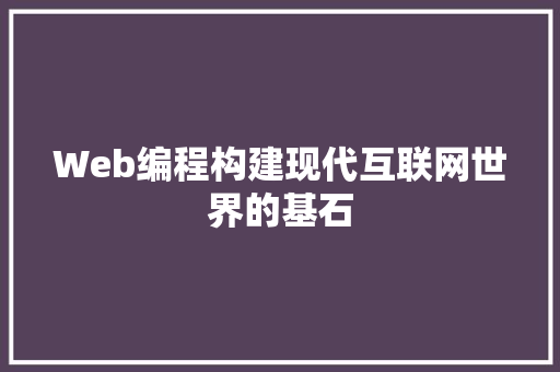 Web编程构建现代互联网世界的基石